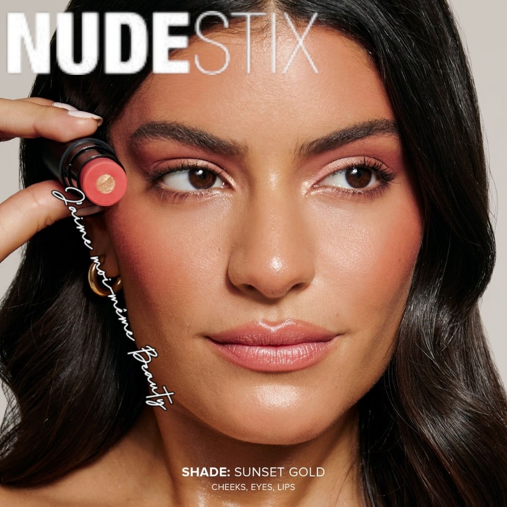 NUDESTIX Sunset Gold All Over Cream Blush, Lip & Eye Makeup Stick (Golden Coral)